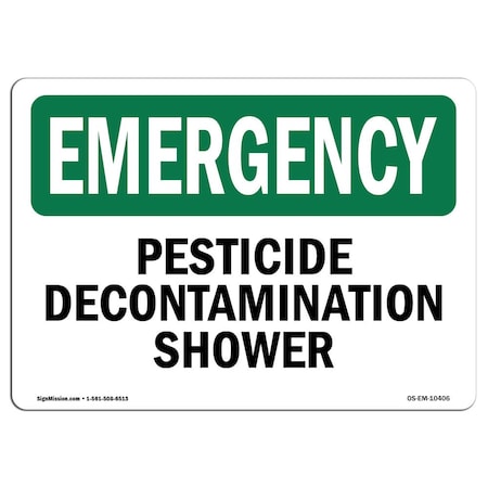 Signmission OSHA EMERGENCY, 5" Height, 7" Width, Decal, 7" W, 5" H, Landscape, Pesticide Decontamination Shower OS-EM-D-57-L-10406